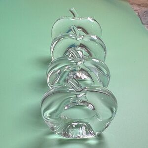 Elegant Clear Glass Apple Sculpture